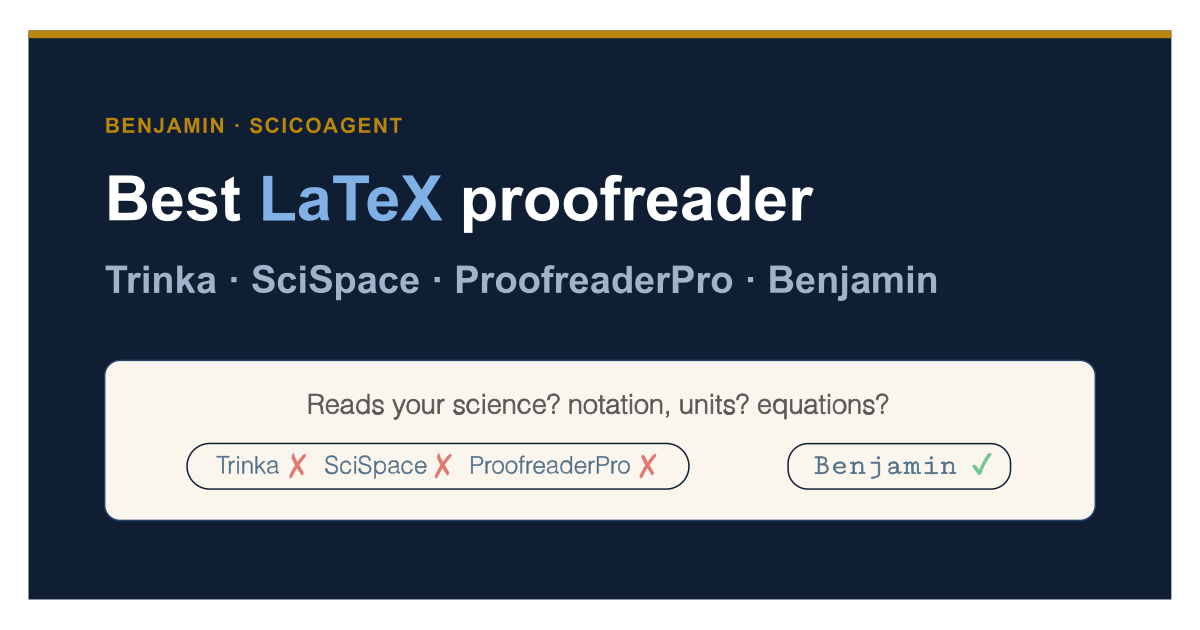 The Best LaTeX Proofreader in 2026: Benjamin vs Trinka vs SciSpace