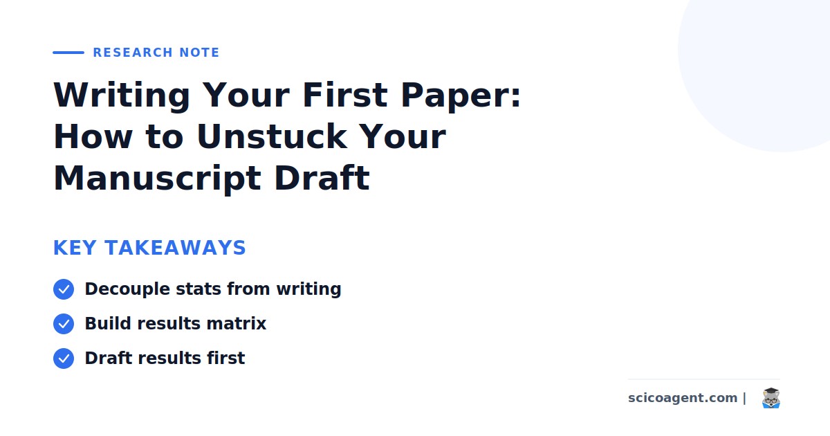 Writing Your First Paper: How to Unstuck Your Manuscript Draft